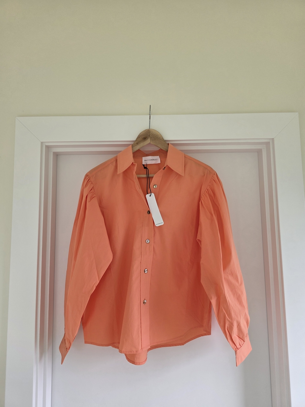 Anthropologie Self Contrast Coral Button-Up Cotton Shirt